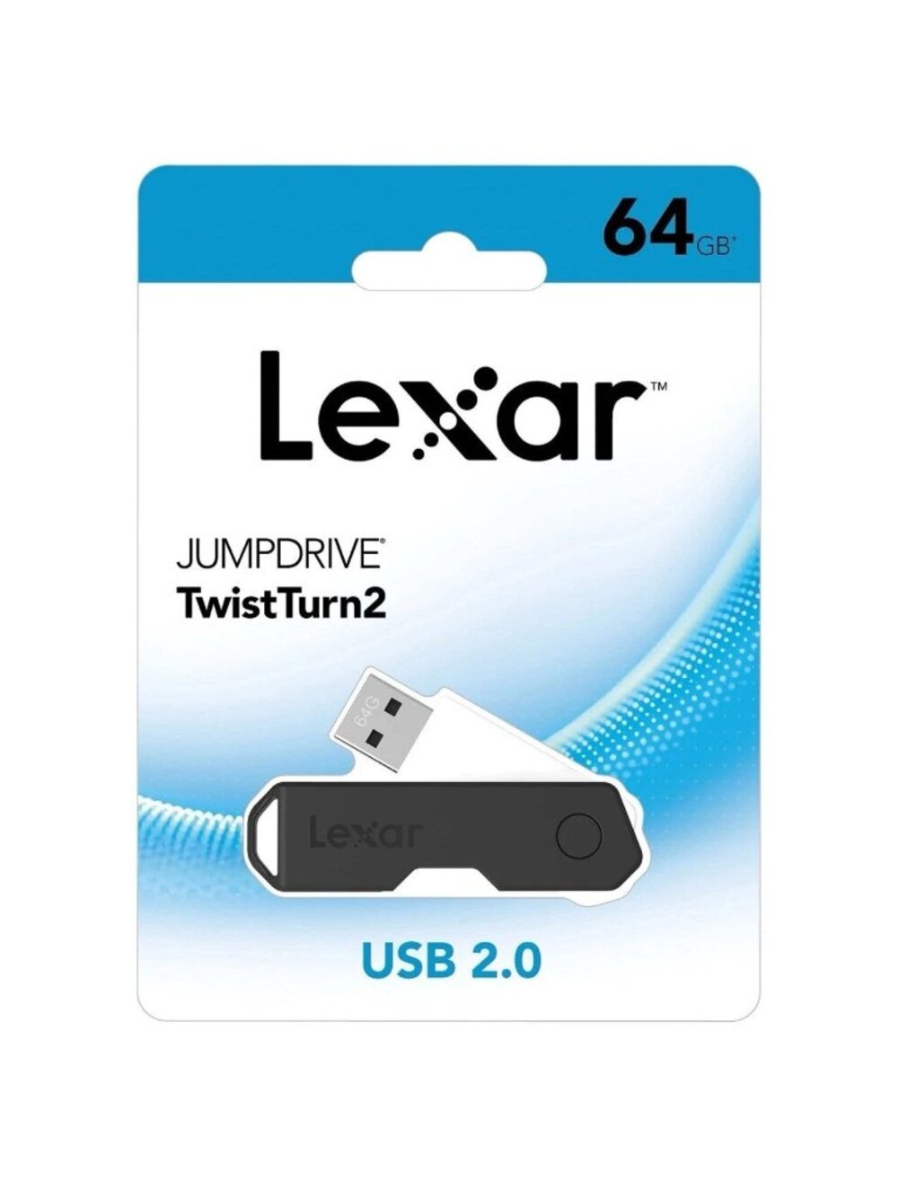 2 Pack Lexar Jumpdrive TwistTurn2 USB 2.0 64 GB Flash Thumb Storage Drive